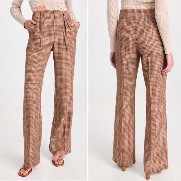 Anthropologie PAIGE Avedon Plaid Wide Leg Trousers Women's 14 Plaid Academia NEW - Picture 1 of 10